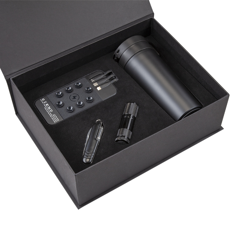 5067 Siyah - Siyah Mug Çakı & Fener & Powerbank & Termos Set - الصورة 2