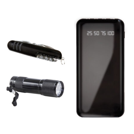 850 Siyah Powerbank & Çakı & Elfeneri Set