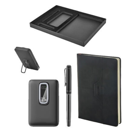 5074 Siyah Kalem & Defter & Powerbank Set